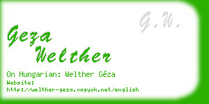 geza welther business card
